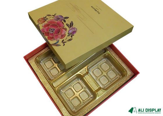 Food 300mm Cosmetic Packaging Boxes Yellow Mooncake Gift Box Packaging